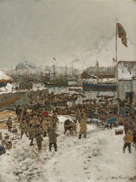 En Slasskamp, Lofoten Oil Painting by Otto Ludwig Sinding