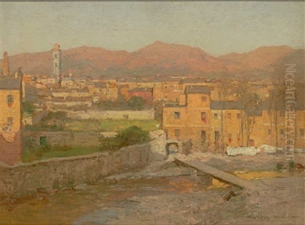 Rapallo - Blick Auf Die Ligurische Stadt Am Morgen Oil Painting by Otto Ludwig Sinding