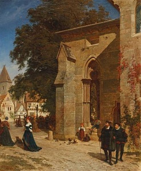 Vor Der Kirche Oil Painting by Otto Ludwig Sinding