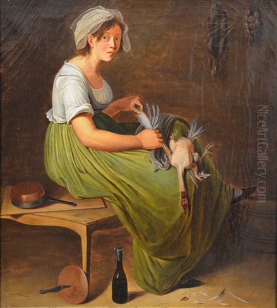 La Preparation De La Poule Au Pot Oil Painting by Andre Sinet