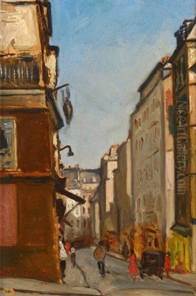 Rue Des Trois Freres A Paris Oil Painting by Nicolas Sinezouboff