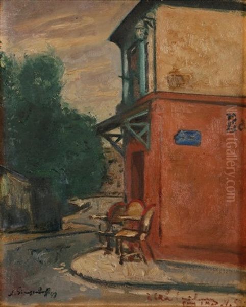 Montmartre, Le Cafe Rose Oil Painting by Nicolas Sinezouboff