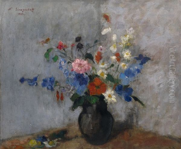 Still Life With Flowers Oil Painting by Nicolas Sinezouboff