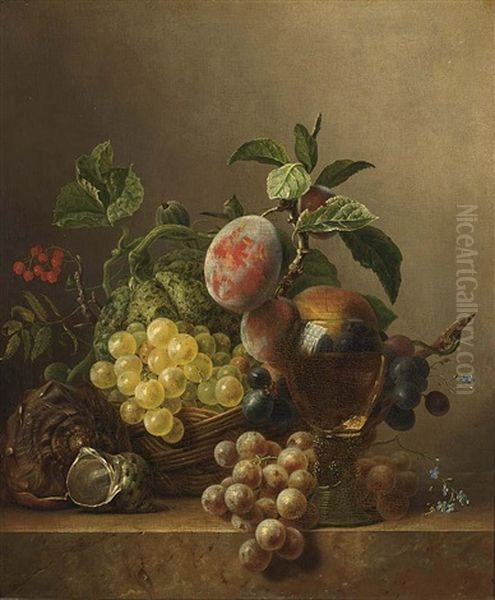 A Fruit Still Life Oil Painting by Diederik Jan Singendonck