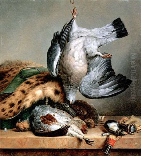 Jagdstilleben Mit Erlegten Hasen Oil Painting by Diederik Jan Singendonck