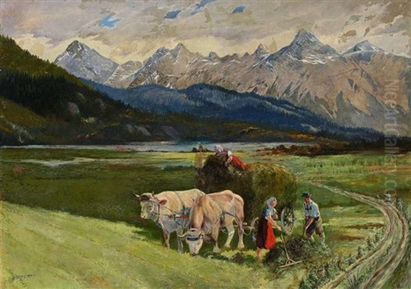 Heuernte Oil Painting by Albert Singer