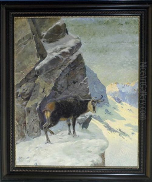 Gemse Im Hochgebirge Oil Painting by Albert Singer