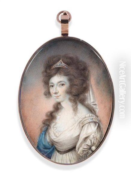 Miniature Portrait Of Sarah Lyle Oil Painting by William Singleton