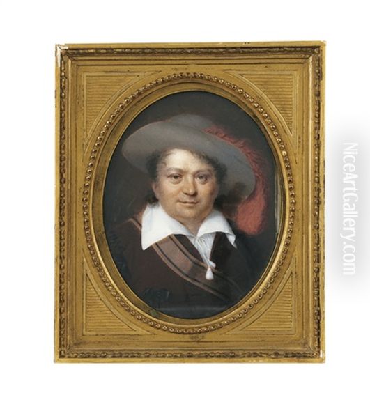 Portrait D'antoine Michaut De La Comedie Francaise Oil Painting by Jean Baptiste Singry