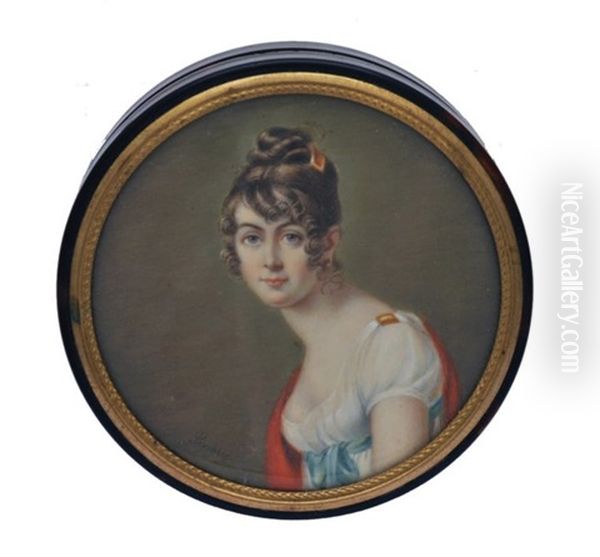 Portrait (madame De Villedraint?) Oil Painting by Jean Baptiste Singry