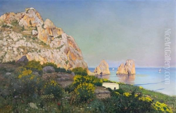 Paolucci_goffredo Sinibaldi Vue De Capri Oil Painting by Gofredo Sinibaldi