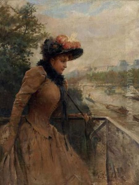 Femme Au Terre-plein Du Pont-neuf Oil Painting by Jean-Paul Sinibaldi