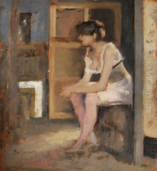 Jeune Fille Assise Oil Painting by Jean-Paul Sinibaldi