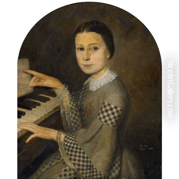 Junge Klavierspielerin Am Piano by Joseph Sintes