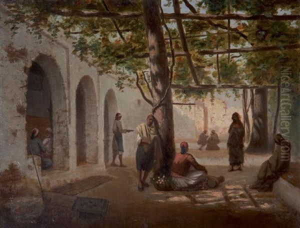 Cafe Maure A Alger Oil Painting by Joseph Sintes