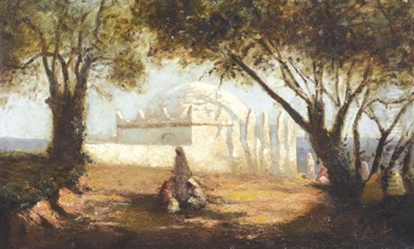 Algerische Landschaft Mit Einem Mausoleum Oil Painting by Joseph Sintes