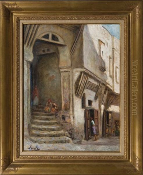 Rue De La Casbah D'alger Et Impasse Du Diable Oil Painting by Joseph Sintes