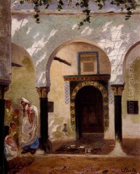 Femmes Devant Une Maison Oil Painting by Joseph Sintes