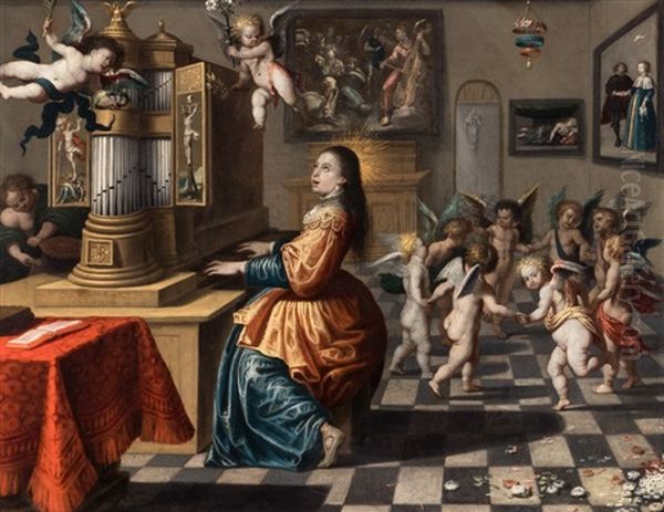 St. Cecilia Oil Painting by Peeter Sion