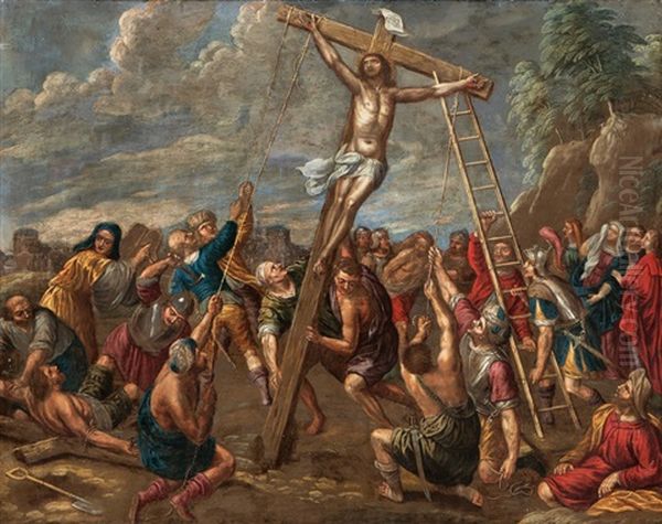 Erection Of The Cross Oil Painting by Peeter Sion