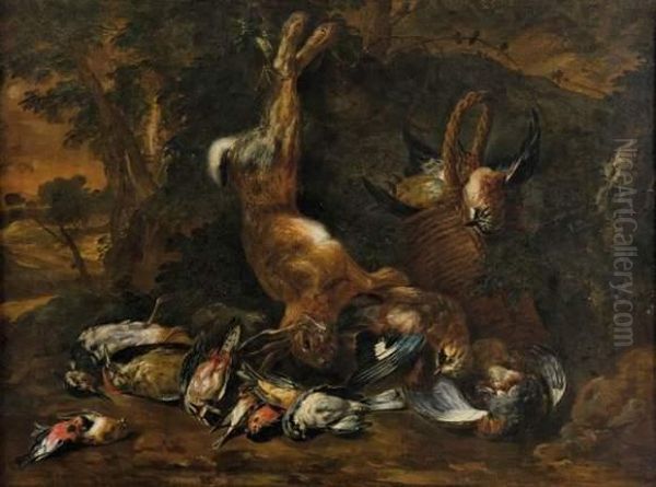 Nature Morte Au Lievre Et Becasses. Oil Painting by Jan Pieter Braedael I