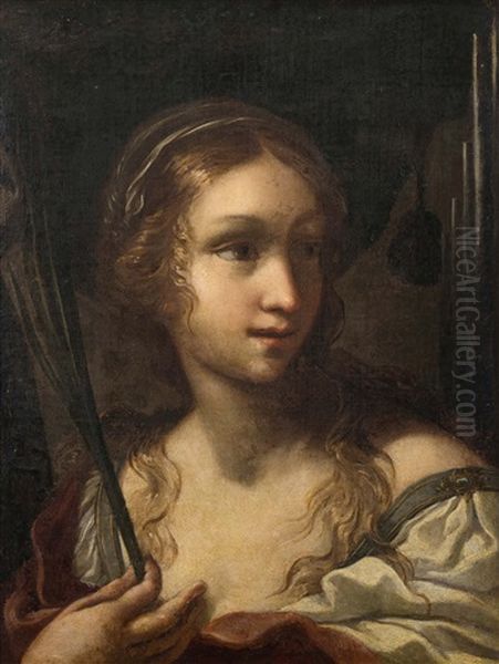 Heilige Caecilia Mit Palmwedel Und Orgel Oil Painting by Elisabetta Sirani