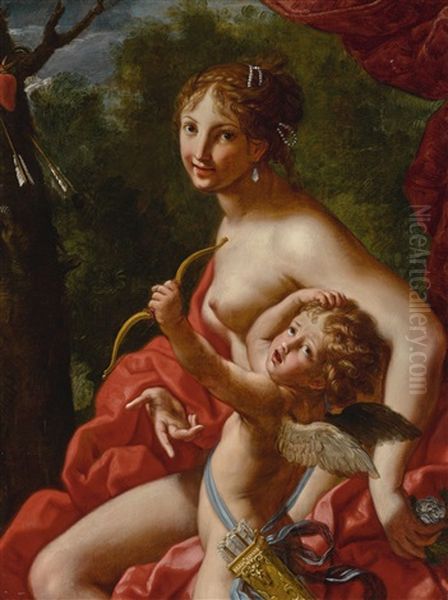 Venus And Cupid Oil Painting by Elisabetta Sirani