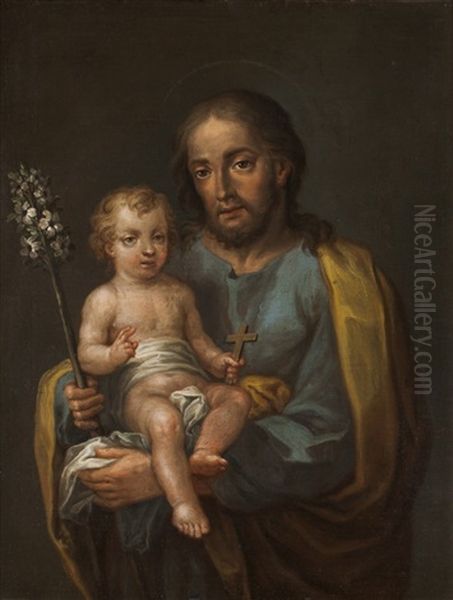 Saint Joseph And Child by Elisabetta Sirani