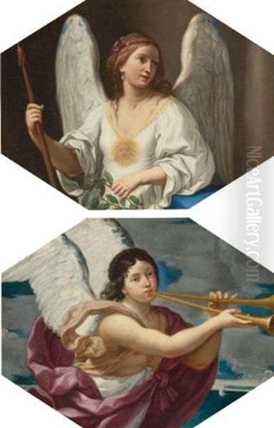 An Allegory Of Fame (+ An Allegory Of Virtue; Pair) Oil Painting by Elisabetta Sirani