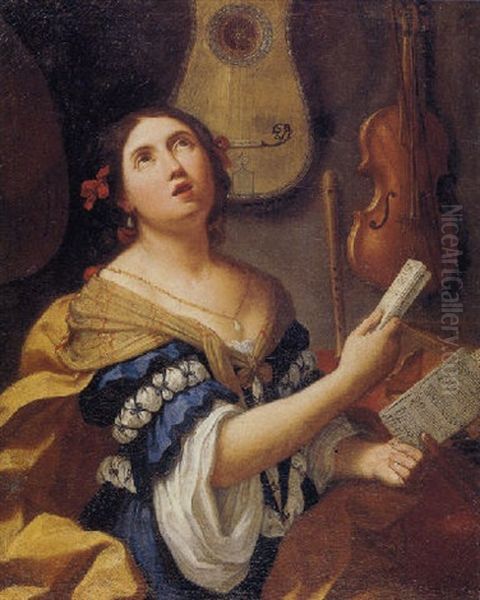 Personification Of Music Oil Painting by Elisabetta Sirani