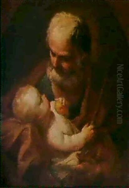 Saint Joseph Et L'enfant Jesus Oil Painting by Elisabetta Sirani