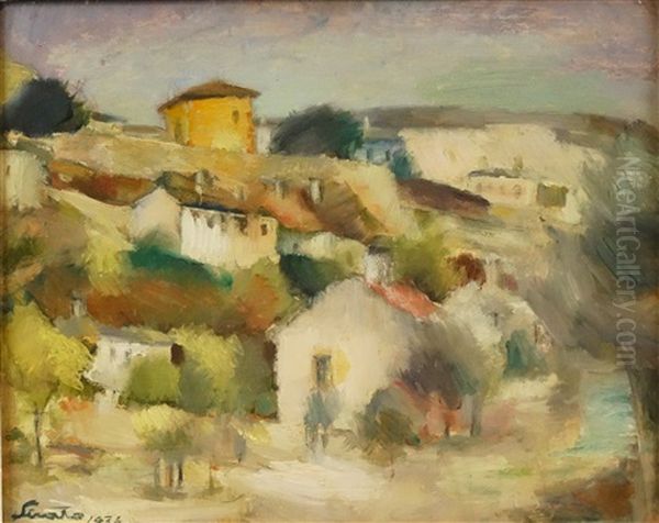 Balcic - View At Twilght Oil Painting by Francisc Sirato