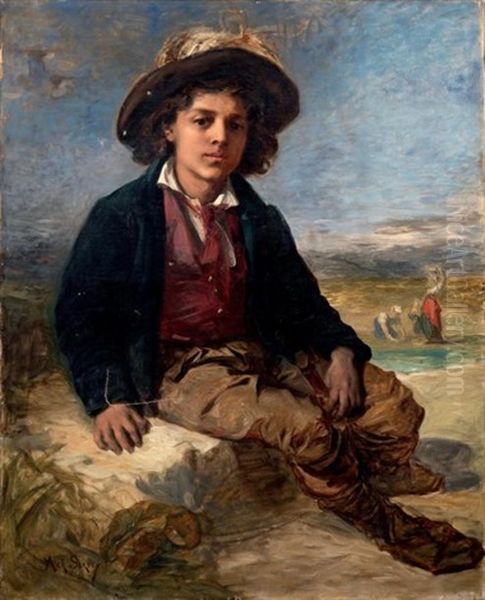 Jeune Garcon Sur Une Plage Oil Painting by Achille Louis Joseph Sirouy