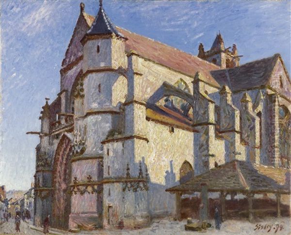 La Vieille Eglise De Moret, Le Matin Au Soleil Oil Painting by Alfred Sisley