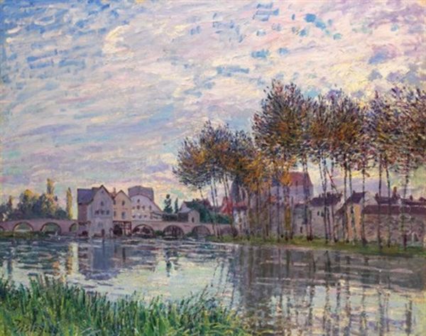 Moret Au Coucher Du Soleil, Octobre Oil Painting by Alfred Sisley