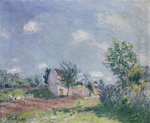 Paysage De Printemps, Chemin Aux Environs De Moret-sur-loing Oil Painting by Alfred Sisley