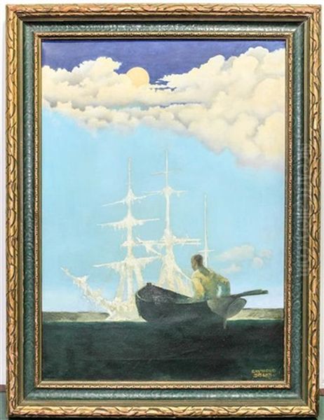 Man In The Boat, 1921 Oil Painting by Raymond Sisley