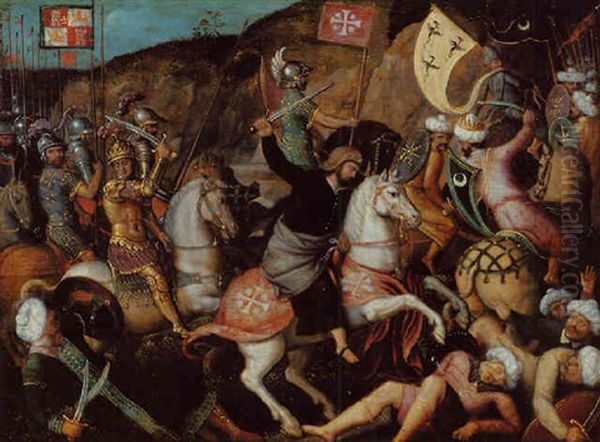 Saint James The Great At The Battle Of Clavijo Oil Painting by Michiel Sittow