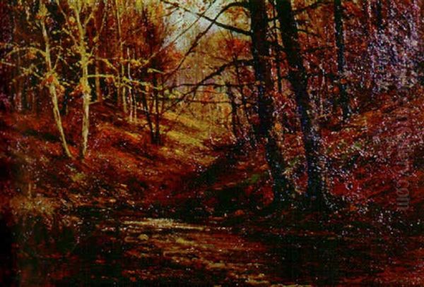 Autumn In Indiana Oil Painting by Edward R. Sitzman