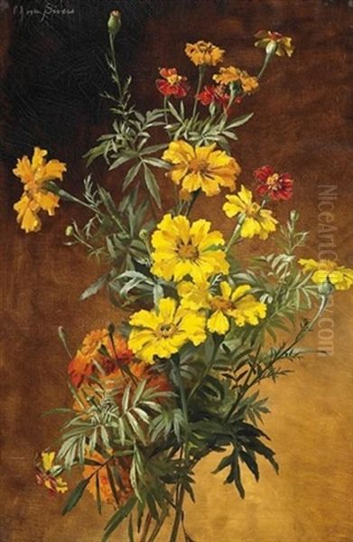 Blumenstilleben Mit Tagetes Oil Painting by Clara Von Sivers