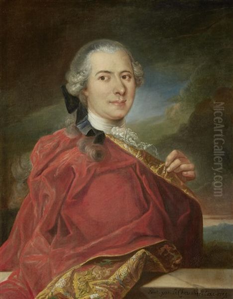 Portrait Of Francois Louis De La Porte Oil Painting by Louis Antoine (le Chevalier Sixe) Sixet