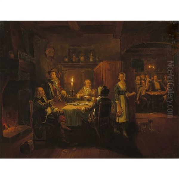 Nachtliche Wirtshausszene Oil Painting by Pieter Geerard Sjamaar