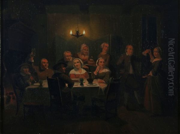 Diner Bij Kaarslicht Oil Painting by Pieter Geerard Sjamaar