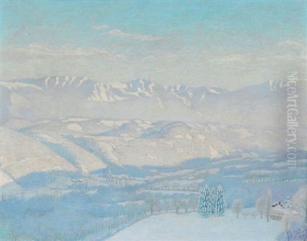 Hiver En Montagne Oil Painting by Axel Sjoeberg