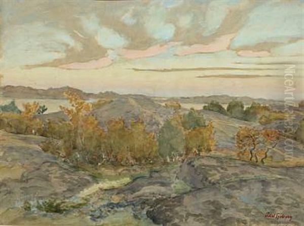 View Of The Swedish Skaergaard Oil Painting by Axel Sjoeberg