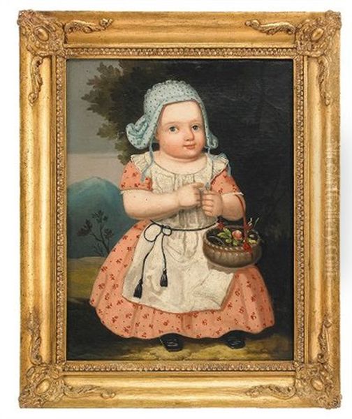 Barnportratt Forestallande Konstnarens Dotter Clara Walborg Malvia Sjostrand Oil Painting by Carl Johan Sjoestrand