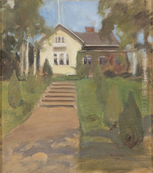 Mansion Oil Painting by Vilho Sjoestroem