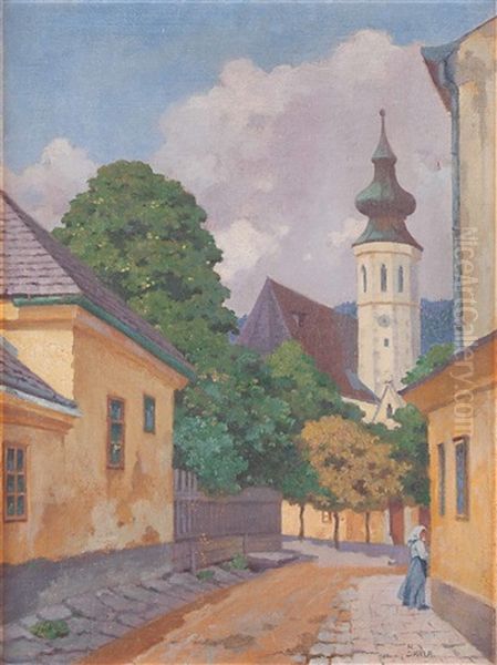 Ansicht Von Grinzing Mit Pfarrkirche Oil Painting by Robert Skala