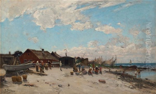 Sommarmotiv Fran Arild I (summer Scene From Arild In The South Of Sweden) Oil Painting by Carl Skanberg