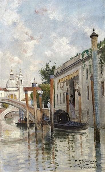 Vy Fran Rio Del Ognissanti Med Till Hoger Tradgardsingangen Till Giustinian Alle Zattere Palatset Och I Bakgrunden Chiesa Dei Gesuati, Venedig Oil Painting by Carl Skanberg